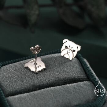 Sterling Silver Cute Bulldog Stud Earrings, 3 of 12