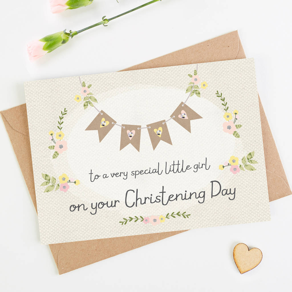Christening Day Card Floral Bunting By LOOM Weddings