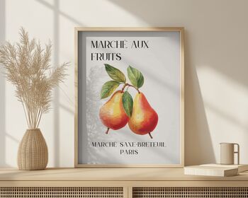 French Fruit Market Art Print Poster, France, Fruit, Pear, Hand Drawn, 2 of 4