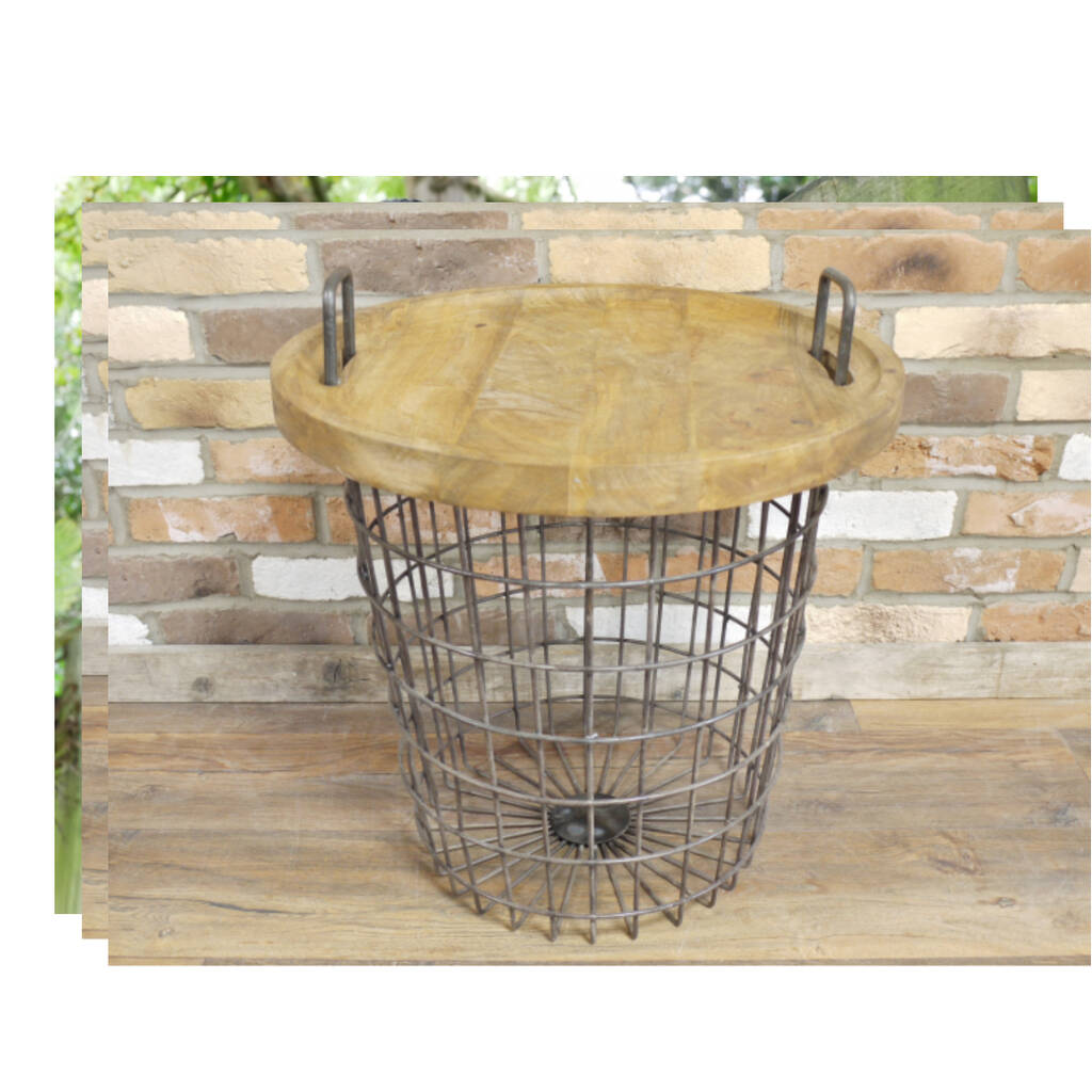 Industrial Style Basket Storage Side Table, 1 of 2