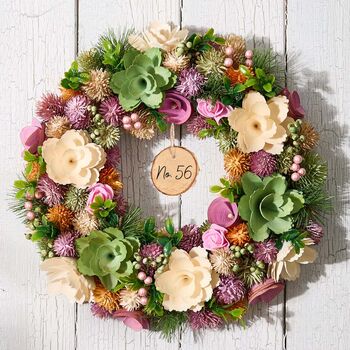 Personalised Alnwick Pink Green Floral Wreath, 4 of 9