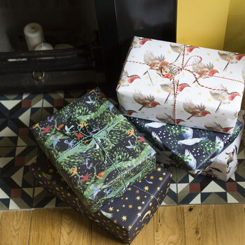 'Starry Robins' Luxury, Recycled Wrapping Paper Pack, 5 of 8