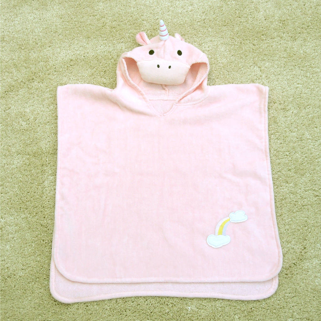 Personalised Rainbow Unicorn Children Poncho Towel By Bathing Bunnies