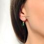 Emerald Hoop Earrings Gift For Her May Birthday, thumbnail 2 of 7