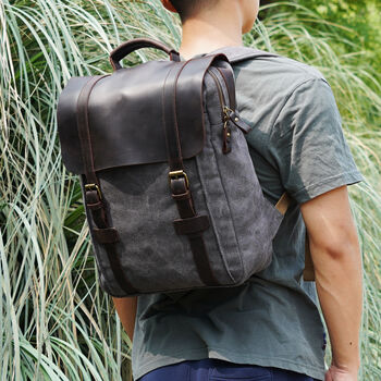 Eazo Vintage Leather Backpack With Leather Flap By EAZO ...