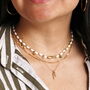Stainless Steel Fish Charm Beaded Necklace In Gold Plating, thumbnail 4 of 5