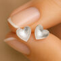 Sterling Silver Textured Heart Stud Earrings, thumbnail 1 of 6