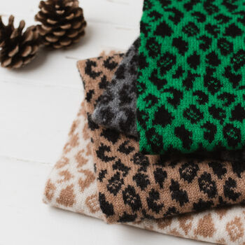Lambswool Leopard Knitted Cowl, 7 of 12