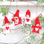 Four Red And White Doll Christmas Tree Decorations, thumbnail 1 of 5