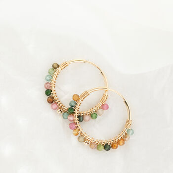 Tourmaline Wrapped Hoops, 2 of 3