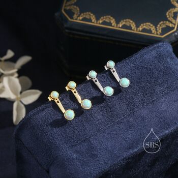 Sterling Silver Auqa Green Opal Ear Jacket, 3 of 10