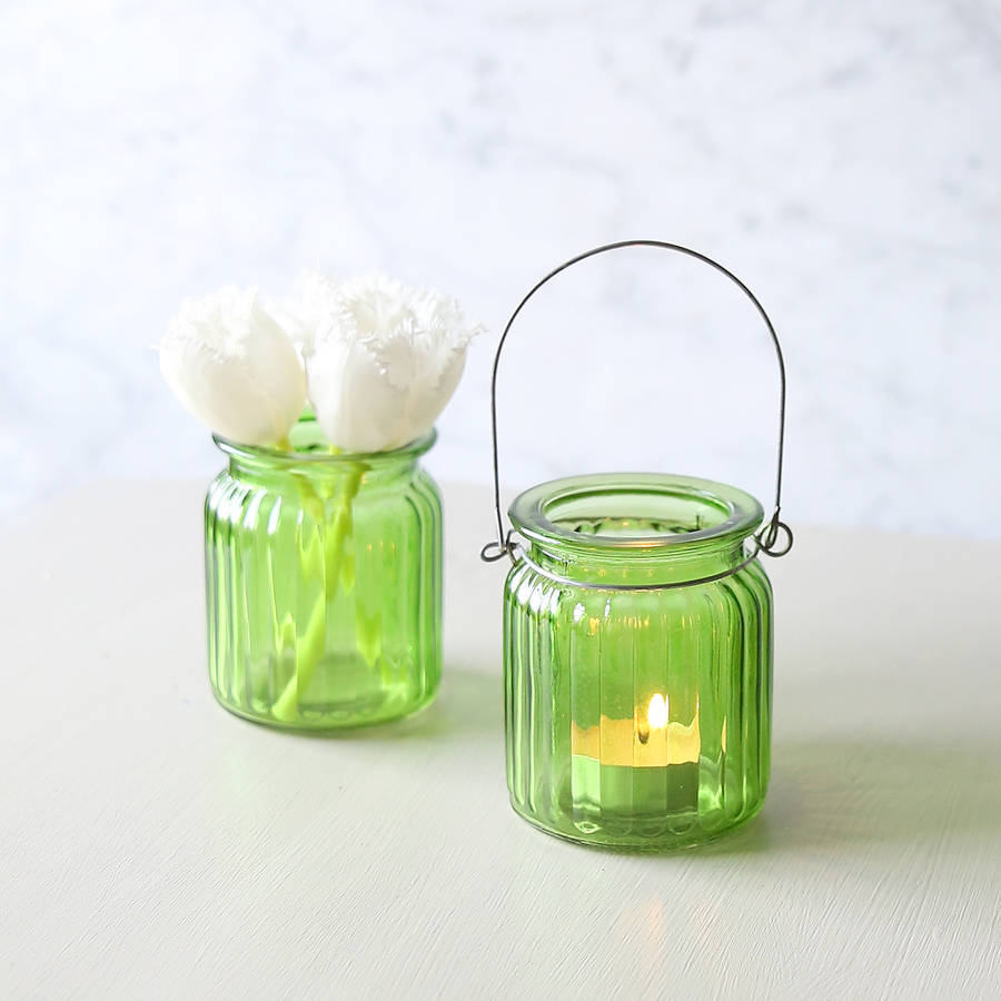 ribbed glass lantern or vase by red lilly