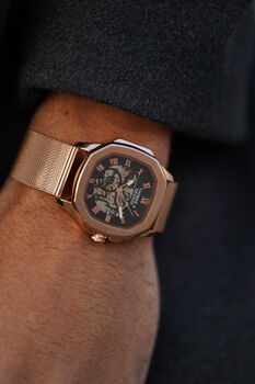 Thomas And George Automatic Skeleton Men's Watch Berlin Rose Gold Edition, 6 of 6