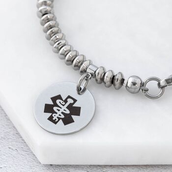 Medical Bracelet With Stainless Steel Beads Ditto, 3 of 9