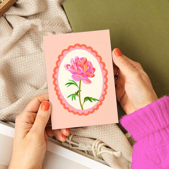 Peony Floral Card Peach, 2 of 2