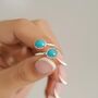 Open Adjustable Sterling Silver Turquoise Ring – Double Oval Gemstones, thumbnail 1 of 5
