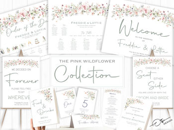 Wedding Table Plan Sign With Pink Wild Flower, 7 of 7