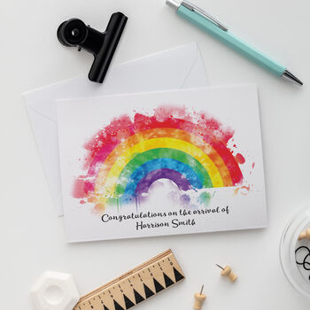New Baby Rainbow Personalised Card, 4 of 4