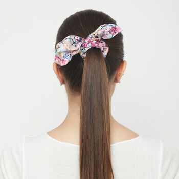 100% Silk Bow Scrunchie Tiny Blooms, 2 of 2