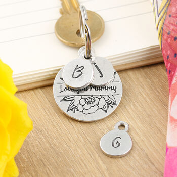 Mummy Gift From Child Floral Pewter Keyring, 4 of 6