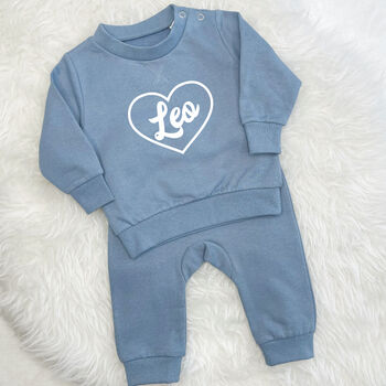 Heart Baby And Kids Personalised Sweatshirt Jogger Set, 3 of 7