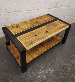 Industrial Reclaimed Coffee Table Tv Stand Shelf 661, 6 of 7