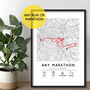 Custom Marathon Completion Map Route Print, Strava Route Or Park Run Map Print, thumbnail 1 of 5