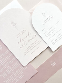 Anais Pink Floral Arch Wedding Invitations, 3 of 5
