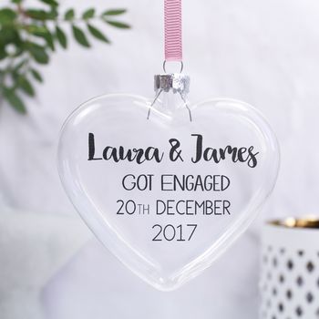 Personalised Engagement Flat Heart Bauble, 2 of 7