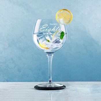 Personalised 80th Years Young Primeur Gin Glass, 5 of 8