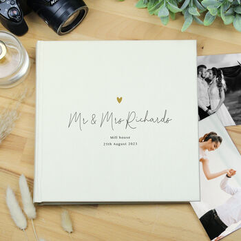 Personalised Gold Heart Couples Square Photo Album, 2 of 6