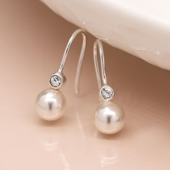 Sterling Silver Pearl Drop Earrings, 5 of 8