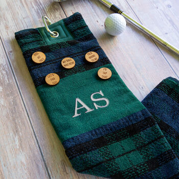 Personalised Menzies Tartan Golf Towel And Marker Set, 10 of 11