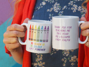 'Rainbow Crayons' Personalised Teacher Mug, 2 of 2
