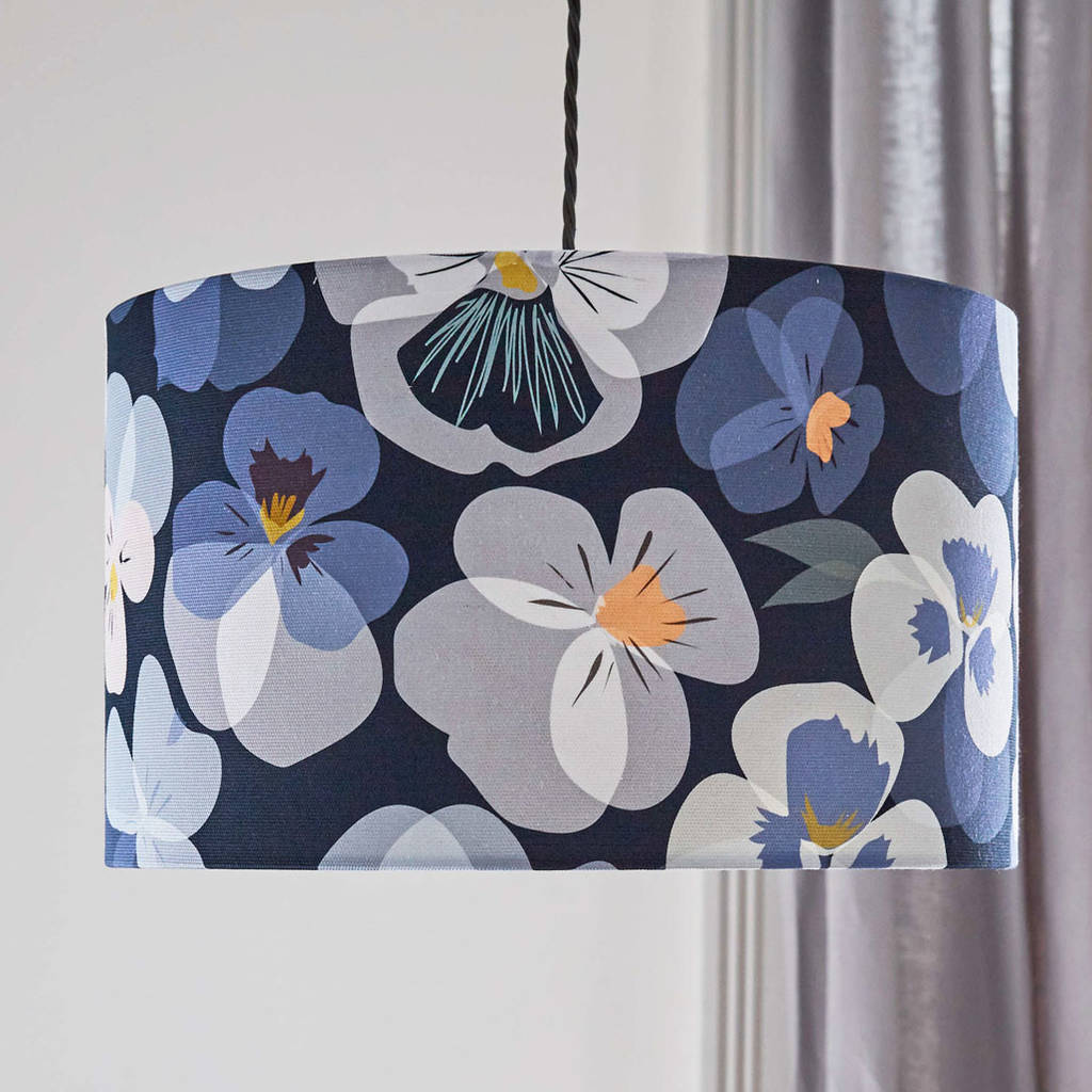 Blue Pansy Floral Print Lampshade, 1 of 3
