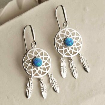 Sterling Silver Gemstone Dream Catcher Earrings, 6 of 9