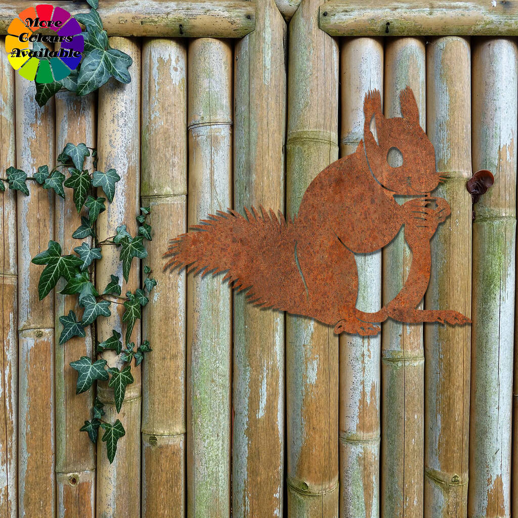 Rusted Squirrel Art Large Squirrel Garden Decor By Duke Craft