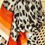 Leopard Print Scarf With Orange Stripes, thumbnail 3 of 3