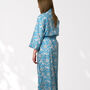 Blue Bird And Flower Print Cotton Dressing Gown Kimono, thumbnail 2 of 8