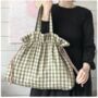 Green Checked Linen Market Bag, thumbnail 1 of 5