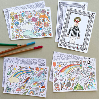 Kids Colouring Postcards Mix Theme Pack, 2 of 7
