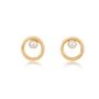 Credo Gold Plated Circle Studs With Cultured Freshwater Pearls, thumbnail 2 of 3
