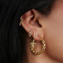 18 K Gold Braided Chubby Tube Hoop Earrings, thumbnail 2 of 10