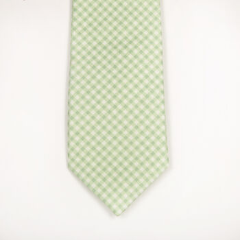 Mens Mint Green Gingham Slim Tie, 11 of 12