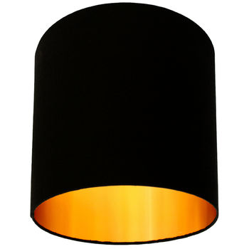 Jet Black Cotton Lampshades With Copper Or Gold Lining, 4 of 11
