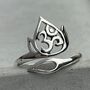 Silver Open Ring Om Lotus 925 Sterling Silver Jewellery, thumbnail 6 of 9