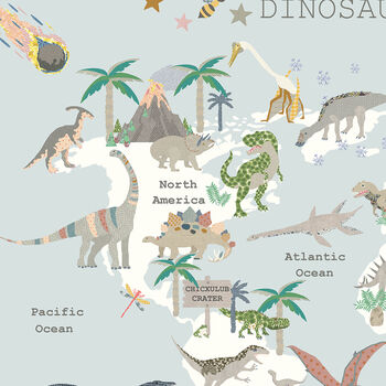 Dinosaur World Map Print, 5 of 7