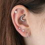 14 Carat Gold 3mm Bezel Crystal Tragus Piercing, thumbnail 2 of 5
