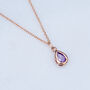 Rose Gold Plated Teardrop Birthstone Necklace, thumbnail 3 of 5