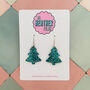 Snowfall / Blue Glitter Christmas Tree Earrings Small And Large, thumbnail 1 of 10